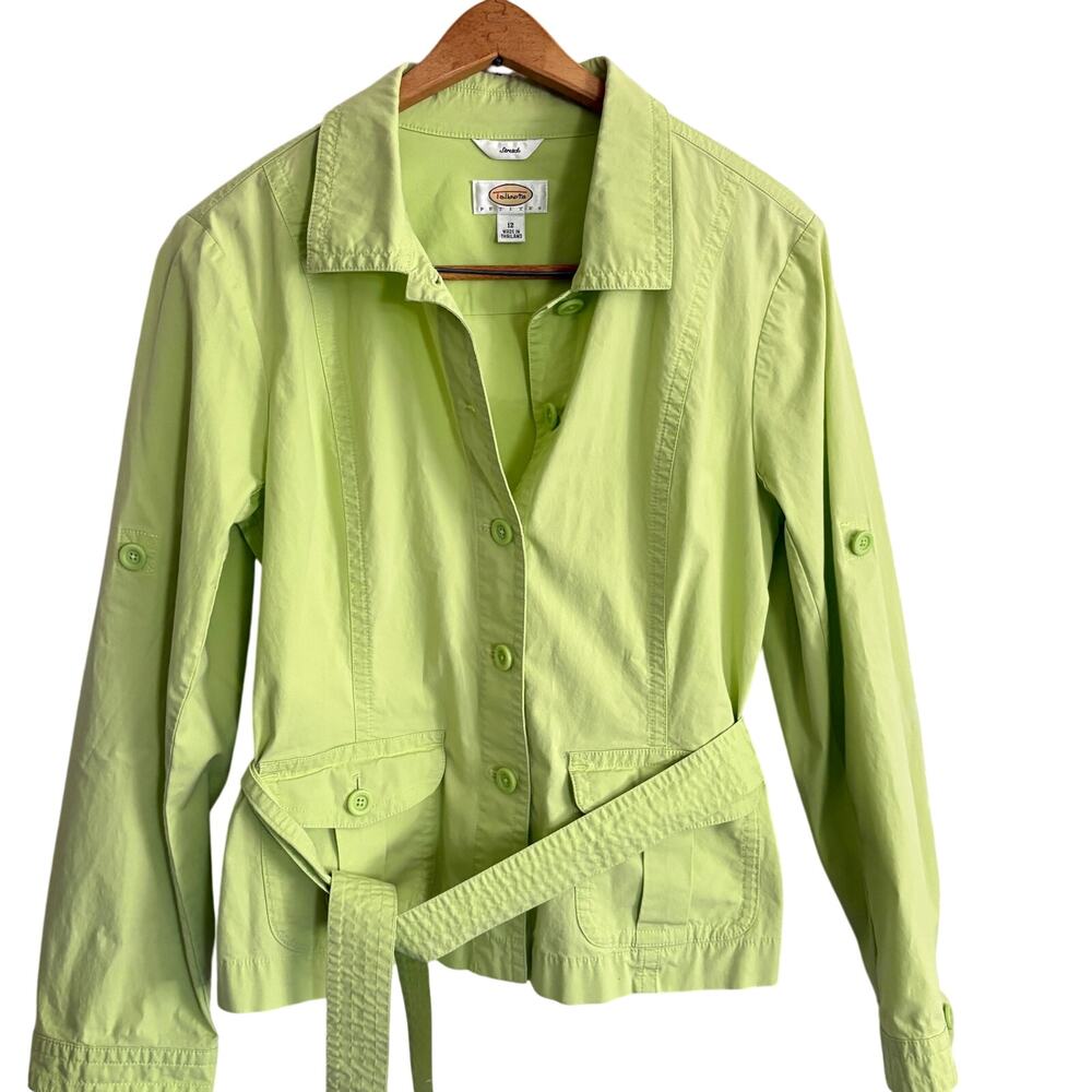 Talbots Utility Jacket 12 12P P12 Green Shirt Shacket Button Resort Cruise